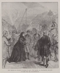 La maladie du prince de Galles en 1871, la reine à la gare de Wolverton en route pour Sandringham